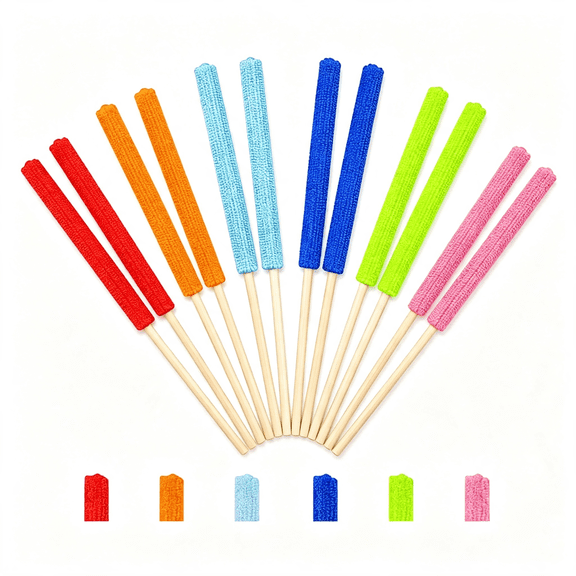 BPPEG 12Pcs Microfiber Detail Duster Sticks-Mini Crevice Fan Cleaning Brush Tools,Reusable Car Air Vent Cleaner Brushes Fan Blade Cleaner Dusters for Car Vents,Blinds,Fans&Electronics
