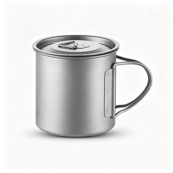 BPPEG 13.5oz Pure Titanium Camping Mug with Lid (400ml) | Lightweight Titanium Pot Foldable Handle Tea Cup Coffee for Outdoor Backpacking Hiking Traveling Picnic