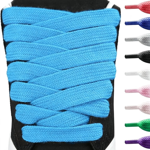 BPPEG 15Mm Cotton Fat Shoe Laces for Sneakers, 5/8" Wide Flat Thick Chunky Jumbo Athletic Shoelaces Replacement Strings Versatile Blue Shoe Laces