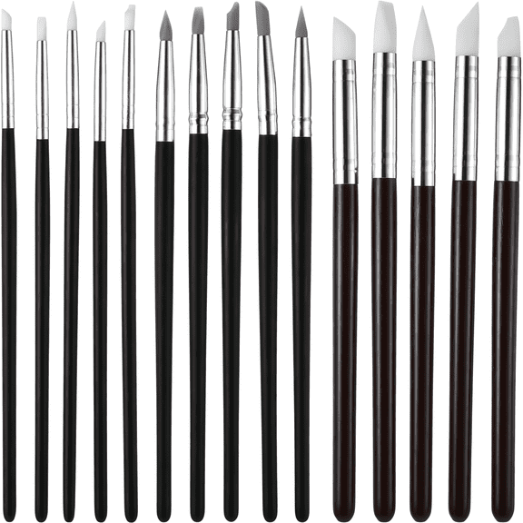 BPPEG 15Pcs Silicone Paint Brush Professional Silicone Rubber Tip Paint Pens Brushes Silicon Color Shapers Brushes Flexible Clay Carving Tools Sculpting Tool for Drawing Sculpture Nail