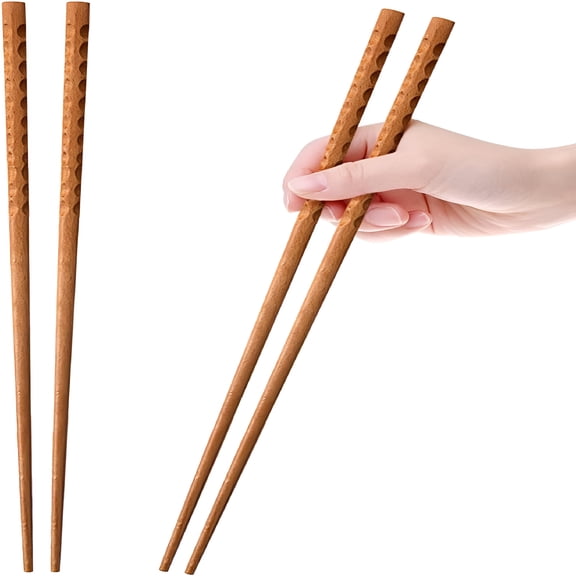 BPPEG 16.5 Inches Cooking Chopsticks,2 Pairs Wooden Long Chop Sticks Reusable for Noodles Frying Hotpot,Extra Long Anti-Slip Chopsticks