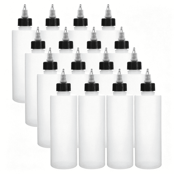 BPPEG 16 Pack Condiment Squeeze Bottles, 8Oz Empty Squeeze Bottle with Twist Top Cap, Plastic Dispenser Bottle for Ketchup, Mustard, Syrup, Sauces, Dressing, Oil, Arts and Crafts