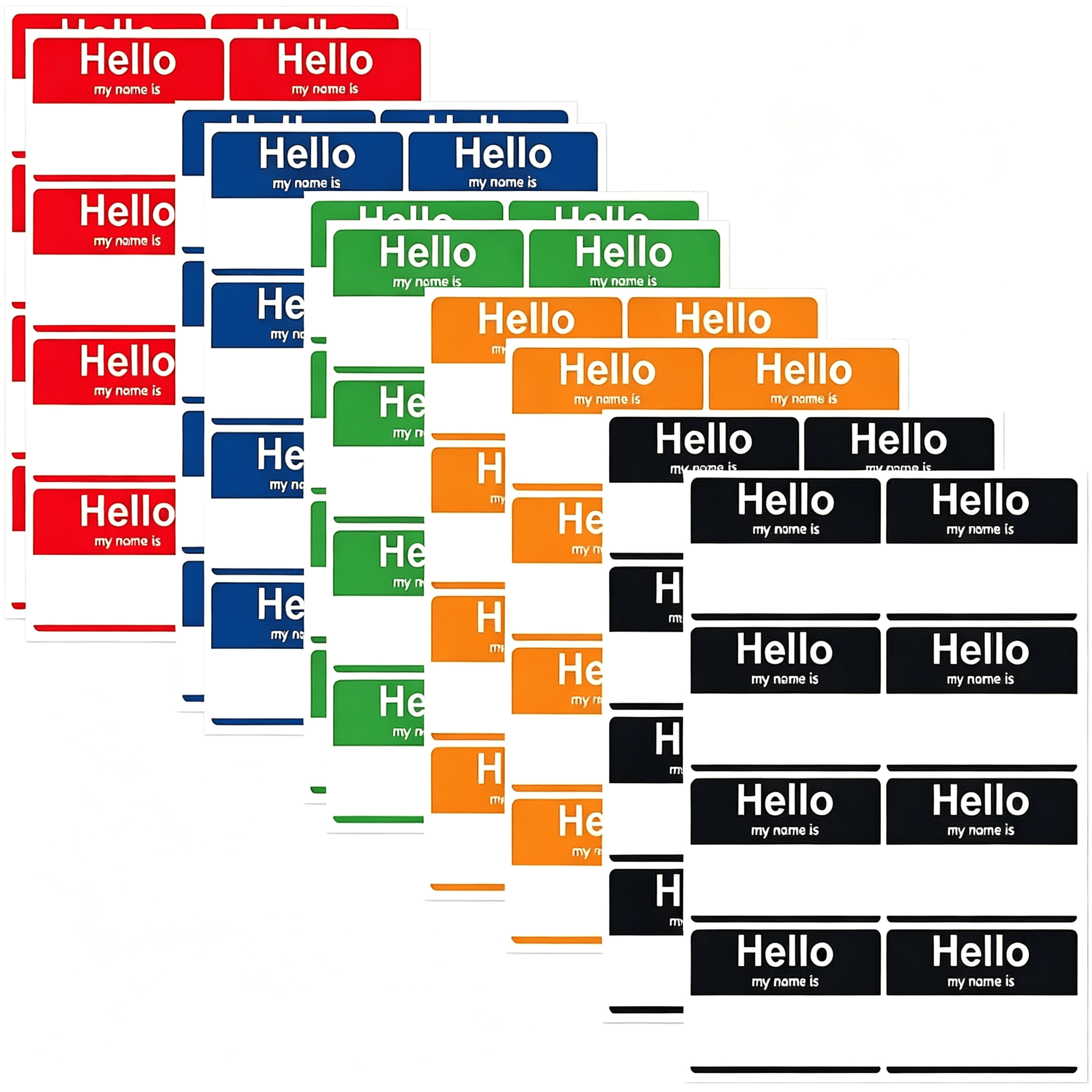 BPPEG 160 Pcs Name Tags Colorful Sticker (Hello My Name Is) 5 Colors ...