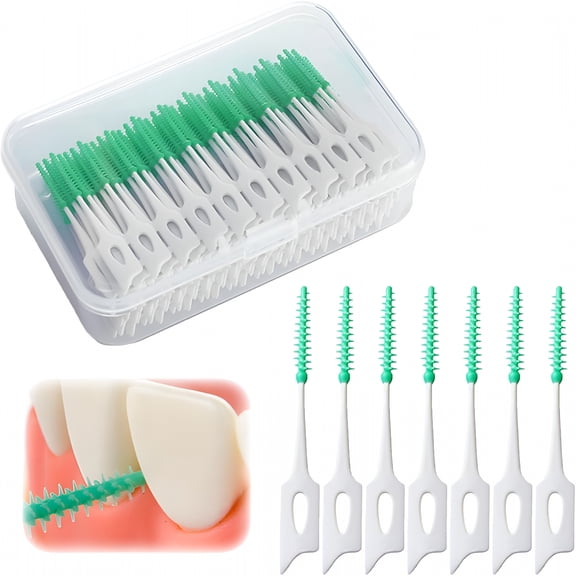 BPPEG 160Pcs Portable Soft Silica Gel Toothpick Dental Floss Picks Soft Original Suitable for Oral Care of Adults And Children, Toothpick Brushes Teeth Cleaning Tool (Green)