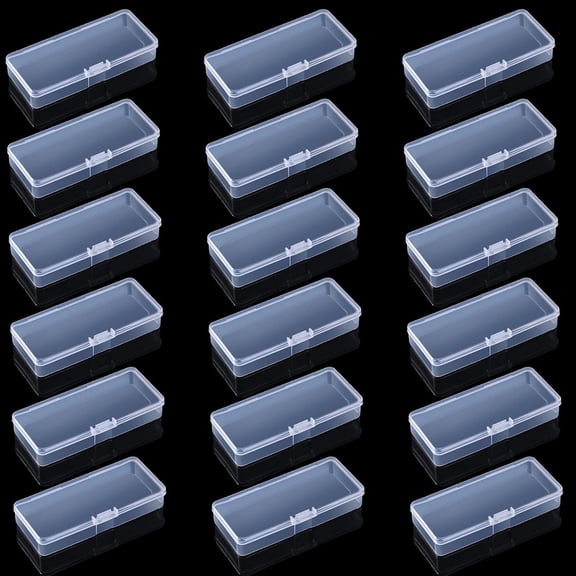 BPPEG 18 Pieces Small Plastic Case Small Storage Containers Transparent Storage Case Plastic Box with Lid Containers for Bobby Pin Swab,Craft,Jewelry,Coin,Screw,Bead (3.9 X 1.6 X 0.6 Inch)
