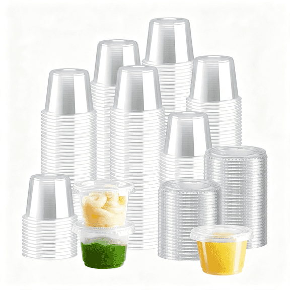 BPPEG 1Oz Jello Shot Cups with Lids,Small Plastic Sample Cups,With Lids 1Oz Cups 500 Pack