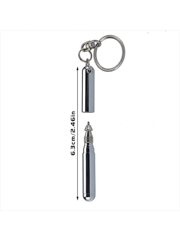 1Pc Silver Retractable Mini Pen Made of Stainless Steel Retractable Pocket Pen Keychain Dad Gadgets, Gift for Birthday Christmas Office and School Supplies