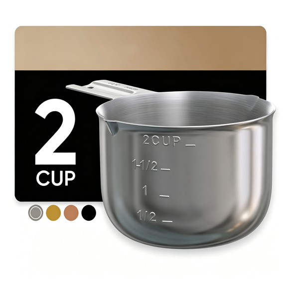 BPPEG 2 Cup Measuring Cup,480Ml Stainless Steel Metal,Easy-Pour Spouts,Engraved Markings,Flat Base,Dishwasher Safe,For Dry and Liquid Ingredients,2 Cup Measuring Cup