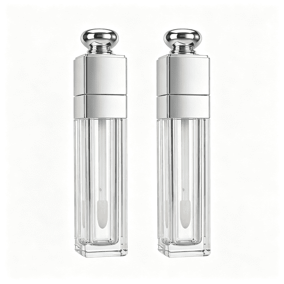BPPEG 2 Pack 5Ml Empty Lip Gloss Tubes Clear Refillable Lips Balm Bottles Clear Lip Gloss Tubes with Wand Mini Lipstick Containers Refillable Lips Balm Glosses Containers for Diy Makeup