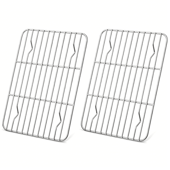 BPPEG 2 Pack Cooling Rack for Baking, 8.7 * 6.3 Inch Mini Stainless Steel Metal Roasting Grilling Cooking Racks, Fits Small Toaster Oven, Dishwasher Safe, Heavy Duty & Rust Resistant