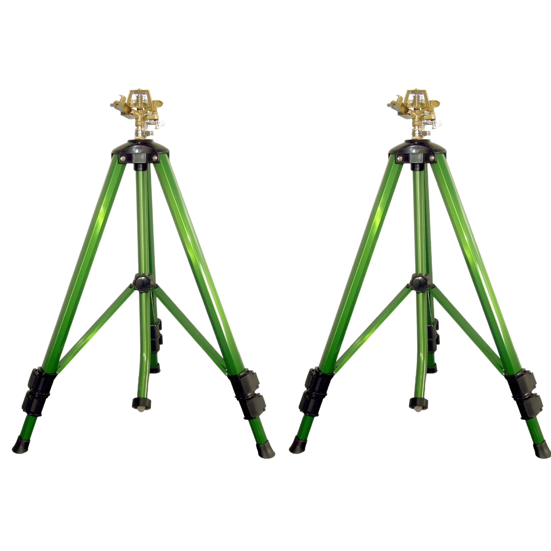 BPPEG 2 Pack Lawn Sprinklers for Yard - 360° Tripod Sprinklers for Yard Large Area - Heavy Duty with 3/4 Inch Connector and Extension Legs - Flip Locks