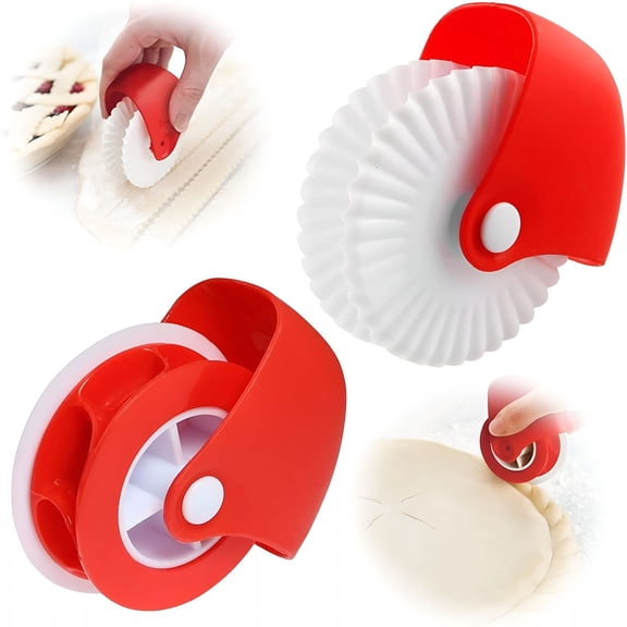 BPPEG 2 Pack Pastry Cutting Wheel, Pie Crust Cutter and Decorator, Rolled Dough Crimper for Ravioli Pasta, Wontons, Baking and Cooking Tools