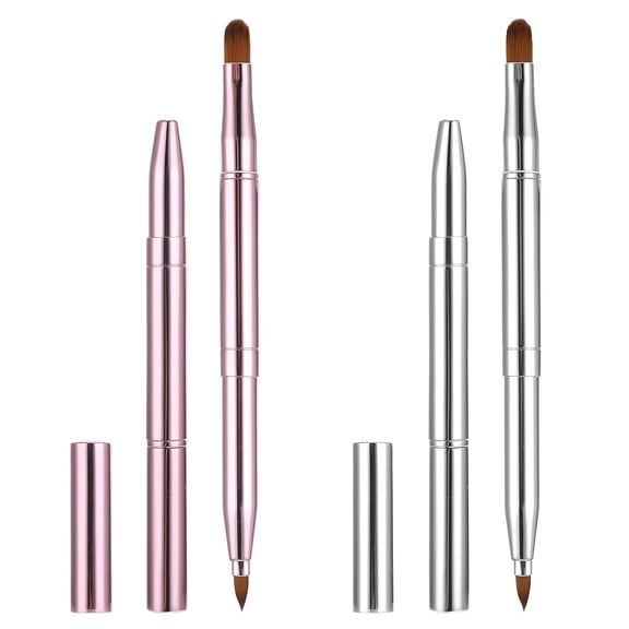 BPPEG 2 Pack Retractable Lip Brush for Lipstick,Double-Ended Lip Makeup Brushes Retractable with Cap Lip Gloss Lipstick Brush Applicator Travel,Lip Brush for Lipstick with Tip