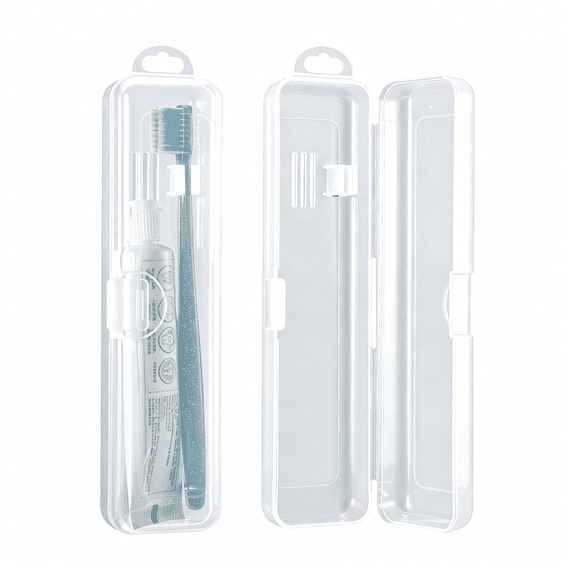 BPPEG 2 Pack Travel Size Toothbrush Case Holder Portable Clear Toothbrush and Toothpaste Storage Container Hard Plastic Transparent Carrying Box for Traveling