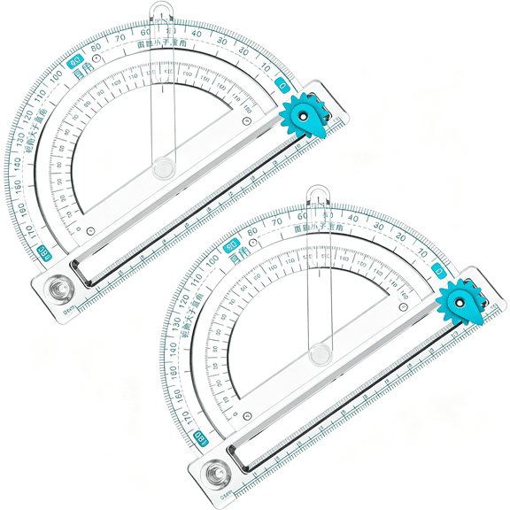 BPPEG 2 Pcs Clear Protractor, Plastic Protractor Matractors 180 Degrees Angle Measurement Swing Arm Protractors for Math Geometry Classroom Kid Student School Office Supplies