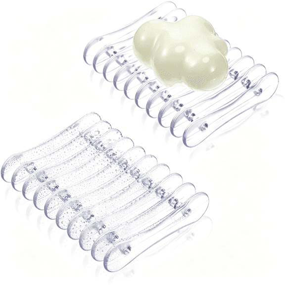 BPPEG 2 Pieces Plastic Bar Soap Holder Soap Tray Soap Saver Bar Dish Self Draining Soap Dishes for Soap Sponge Dryer Bathroom Toilet Shower Kitchen Restaurant Counter(Clear)