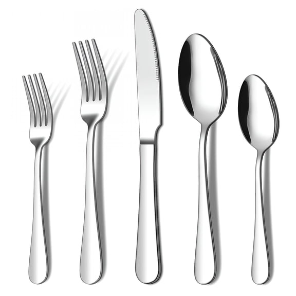 BPPEG 20 Piece Silverware Set,Stainless Steel Solid Flatware Cutlery for 4,Modern & Elegant Design,High Quality Gift Metal Utensils Set
