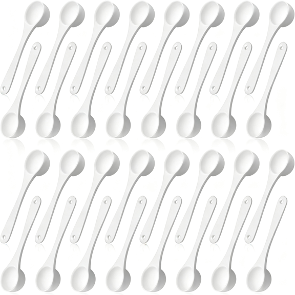 BPPEG 200 Pcs Teaspoon Measuring Spoons Bulk Reusable Plastic Scoop Measuring Spoons Long Handle Plastic Scoop for Cosmetics Coffee Sugar Spices Protein((5 Ml / 5 Cc/ 1 Tsp)