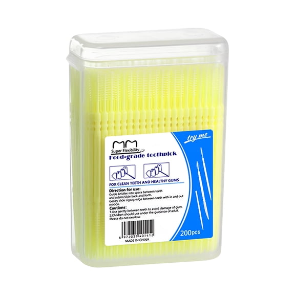 BPPEG 200Pcs Double-Ended Dental Picks,Disposable Plastic Toothpicks with Interdental Brush - Soft,Durable Oral Care Tools for Teeth Cleaning & Plaque Removal Toothpicks for Teeth