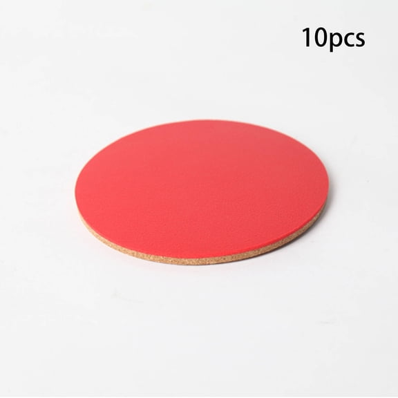 BPPEG 2026 New 10 Pcs Coasters Round Cork Mats Cork Backing Sheets Reusable Cork Tiles 100X4.5Mm Red for Dining Table, Coffee Table, Kitchen, Bar, Home Office