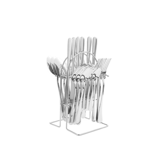 BPPEG 2026 New 24Pcs Rainbow Flatware Set,24 Piece Set Silverware Dinnerware Set,Dining Needs Mirror Polished Flatware Cutlery Set,Silver
