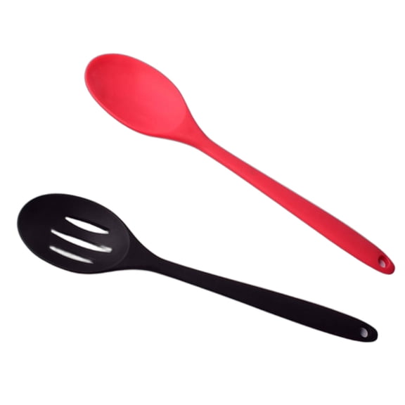 BPPEG 2026 New 2Pcs Silicone Nonstick Mixing High Temperature Resistant Slotted Spoons Safe Non Toxic Cooking Baking Spoons Multicolor1 for Cooking Baking Stirring Grilling Nonstick Cookware Use.