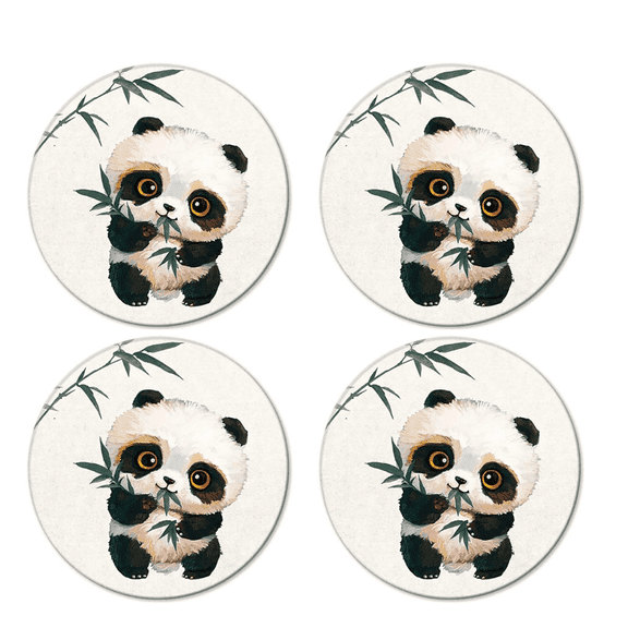 BPPEG 2026 New 4Pcs Coasters Charming Panda Design Cute Coasters Super Absorbent Drink Coasters Style 1 for Home Kitchen Dining Tables Coffee Shops Kids' Rooms Parties.