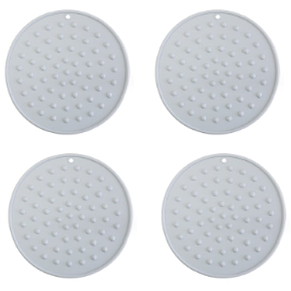 BPPEG 2026 New 4Pcs Coasters Heat Resistant Up to 230C Silicone Mats for Kitchen Counter for Coffee Tea Tableware Non Slip Design Dish Mat Grey