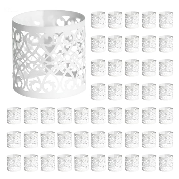 BPPEG 2026 New 50Pcs Disposable Napkin Rings Cut Foil Paper Napkin Rings Self Adhesive Set of 50 for Table Settings Decoration Dinner Parties Weddings,White