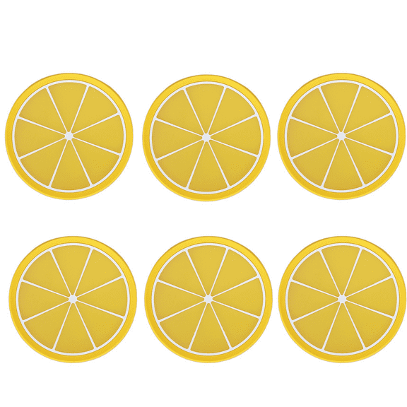 BPPEG 2026 New 6Pcs Coasters,With Lemon Design Heat-Resistant and Durable Silicone Coasters,Non-Slip Backing Cute Coasters for Kitchen, Dining Table, Coffee Table, Home Decor, Drinks, Parties