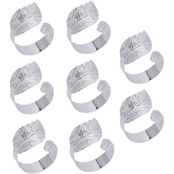 BPPEG 2026 New 8 Pcs Napkin Rings Silver Napkin Ring Holder Metal Leaf Napkin Rings for Christmas Wedding Party Dinner Table Decor,Napkin Rings Set of 8 (Silver)
