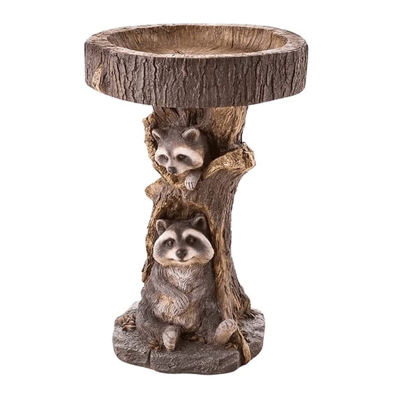 BPPEG 2026 New Bird Bath Unique Raccoon Design Garden Bird Exquisite Resin Craftsmanship Bird Baths for Garden Yard Patio