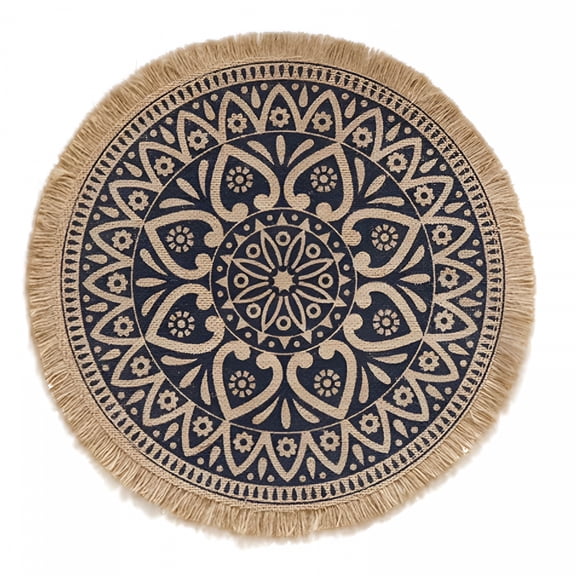 BPPEG 2026 New Bohemian Round Woven Placemats,15 Inch Natural Wicker Placemats Rustic Weave Placemats for Dining Table