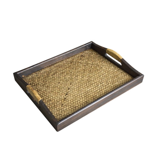 BPPEG 2026 New Coffee Table Tray Thai Rattan Craftsmanship Serving Dishes Southeast Asian Wooden Design Tea Tray Model2 for Living Room Office Dining Table Home Decor Coffee Time Afternoon Tea