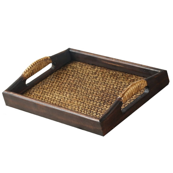 BPPEG 2026 New Coffee Table Tray Thai Rattan Craftsmanship Serving Dishes Southeast Asian Wooden Design Tea Tray for Living Room Patio Model4