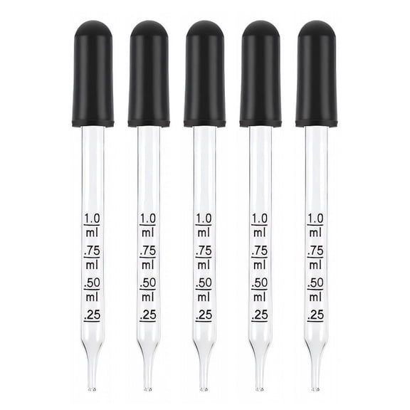 BPPEG 1ml Glass Eye Dropper with Straight Tip, Precision Pipette for Essential Oils, Medicine, Lab Use, Aromatherapy & DIY Projects