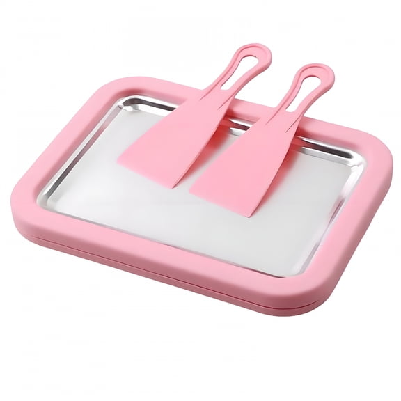 BPPEG 2026 New Rolled Ice Cream Maker,Cold Plate for Rolled Ice Cream,At-Home Rolled Ice Cream Maker Kit,Instant Freeze Plate with 2 Scrapers,Diy Homemade Ice Cream Tray,Fun Family Activity(Pink)