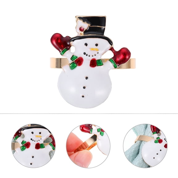 BPPEG 2026 New Set of 4 Decorative Christmas Snowman Napkin Rings Christmas Napkin Rings for Holiday Table,Christmas Dinner,Party Decor,Home Dining