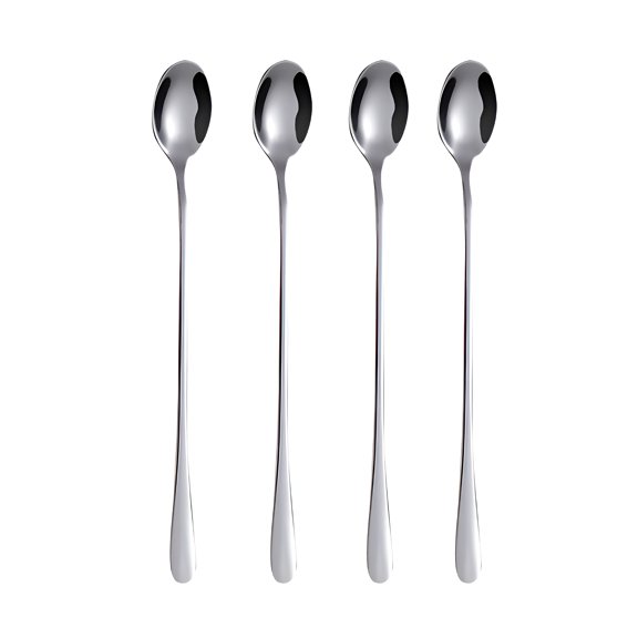 BPPEG 2026 New Tableware 7.68" Long Handle Ice Spoon Stainless Steel Mixing Spoon Set of 4 Coffee Spoons for Coffee Bar for Kitchen, Cafe, Home, Restaurant