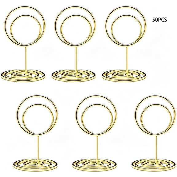 BPPEG 20Pcs Mini Place Card Holders,Cute Table Number Holders,Small Size Table Card Holder Tables Number Stands,Wire Photo Picture Menu Clips for Wedding Centerpieces,Anniversary Party (Gold)