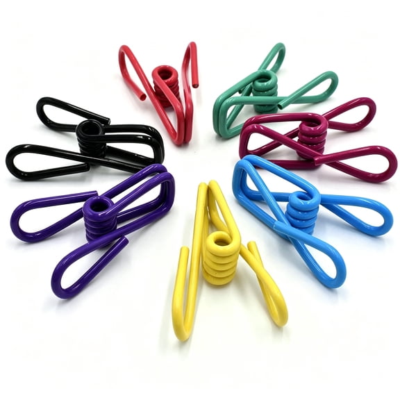 BPPEG 20Pcs Vinyl Plastic Coated Metal Clothespins Clips Multi-Function Colored Utility Steel Wire Clips Pegs Holders in Basket Bin for Clothes Line Kitchen Bag Sealing