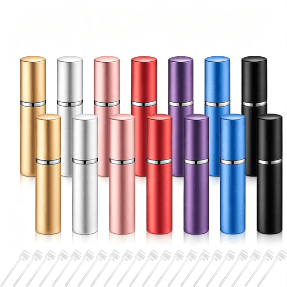 BPPEG 21 Pack 5 Ml Refillable Perfume Atomizer Bottles with Pump, Mini Atomizer Sprayer Bottles with Glass Inner Containers for Travel Outgoing (Multi Color)
