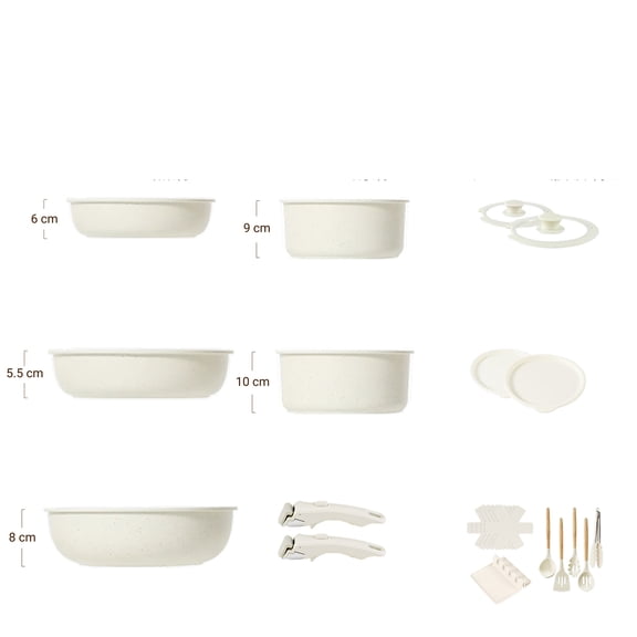 BPPEG 21 Pcs Pots and Pans Set Non Stick,Ceramic Cookware Set Detachable Handle,Rv Kitchen Cooking Set Removable Handles,Oven Safe,Induction Ready,Stackable,Cream,Fathers Day Gift for Men
