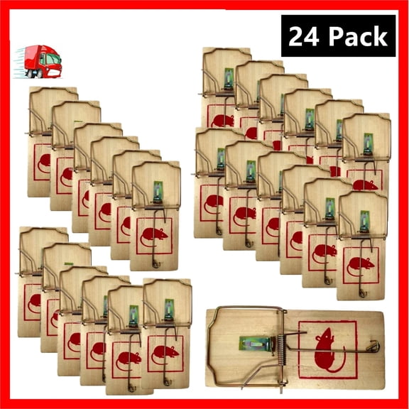 BPPEG 24 Pack Wood Mouse Traps Rat Mice Killer Snap Trap Power Rodent Small Pest Trap Strong Spring Mousetrap