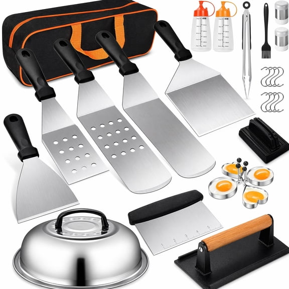 BPPEG 27-Piece Griddle Accessories Kit for Blackstone&Camp Chef. Features Enlarged Spatulas,Scraper&Basting Cover-The Complete Bbq Tool Set for Flat Top Grills