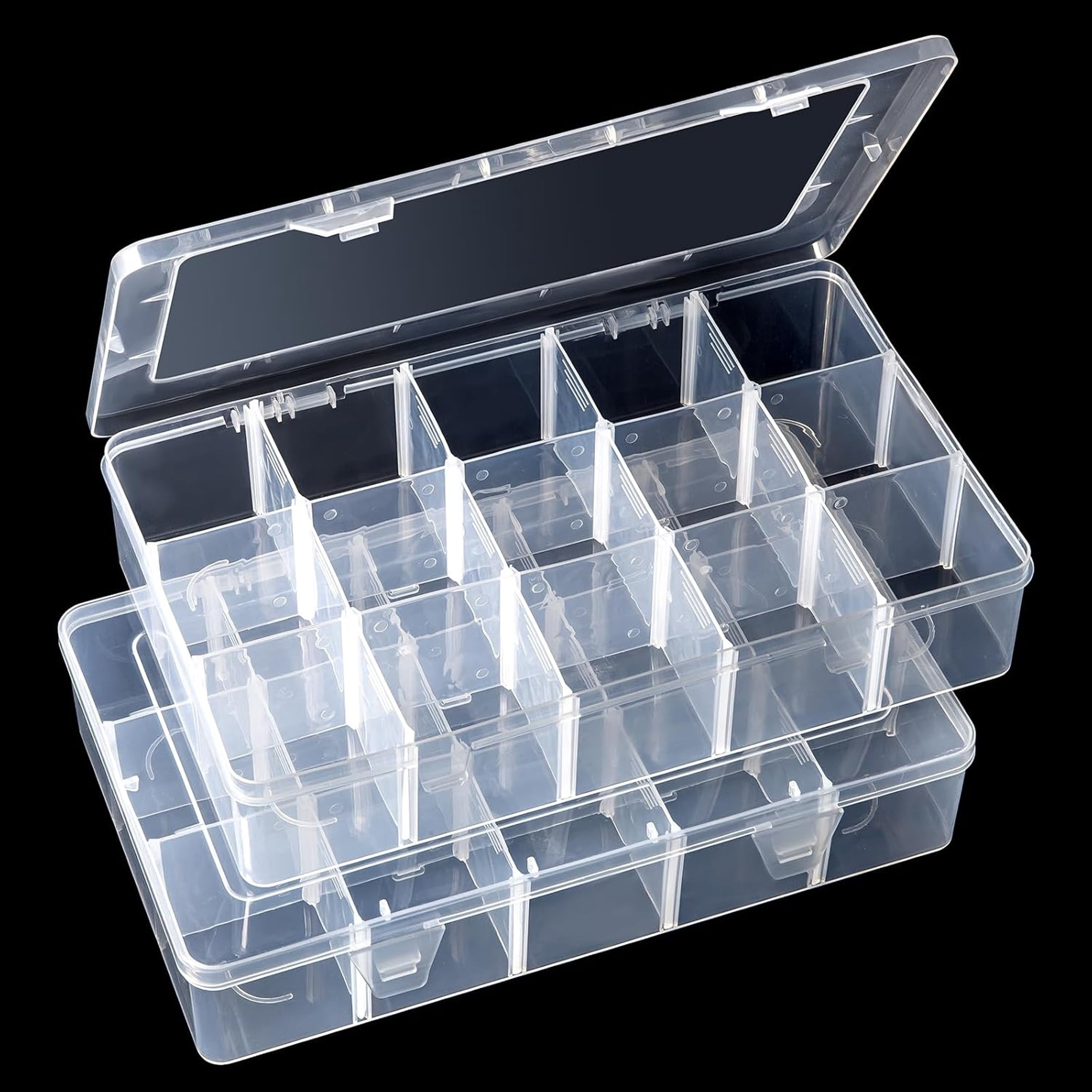 BPPEG 2PCS 15 Large Grids Clear Plastic Box Organizer Storage Container ...