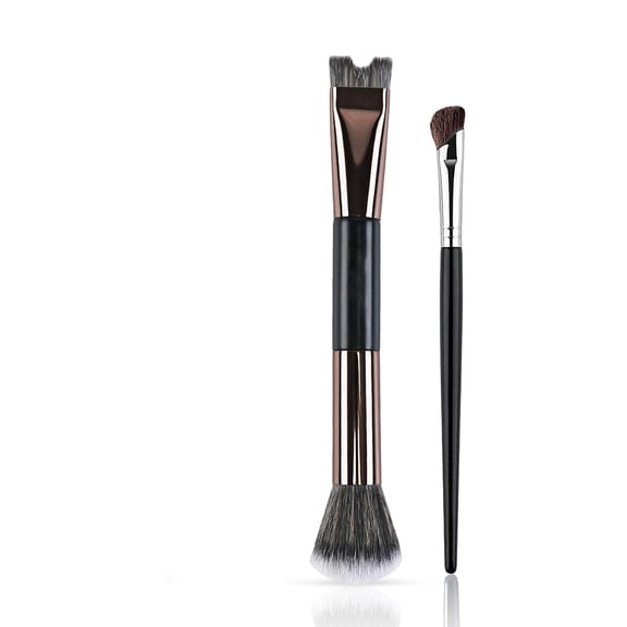 BPPEG 2Pcs Nose Contour Brushes,2-In-1 U-Shaped & Fluffy Brush,Angled Brush for Precise Sculpting Contour Brush