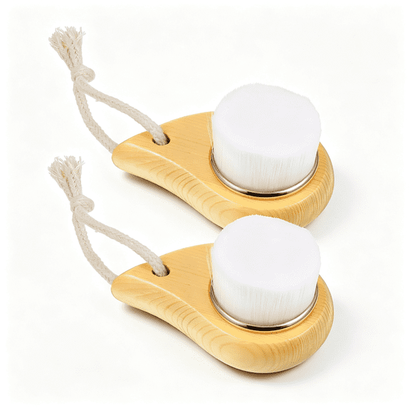 BPPEG 2Pcs Soft Bristle Face Cleansing Brush Manual Face Brush for Deep Pore Cleaning Faces Scrubber Exfoliation Lymphatic Drainage Makeup Care and Skin Care with Soft Bristles Ergonomic Handle