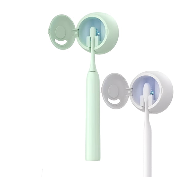 BPPEG 2Pcs Uv Toothbrush Sanitizer Holder,Toothbrush Sanitizer and Holder Cover Caps with Fan Drying,Rechargeable Portable Toothbrush Cleaner Case Fits Most Electric and Manual Toothbrushes