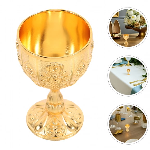 BPPEG 2pcs Medieval Chalice For Drinking And Decoration Vintage Style Flower Embossed Shot Glasses Mini Communion Cups For Weddings And Parties Vintage Drinking Glasses